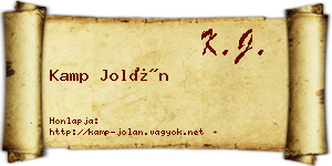 Kamp Jolán névjegykártya